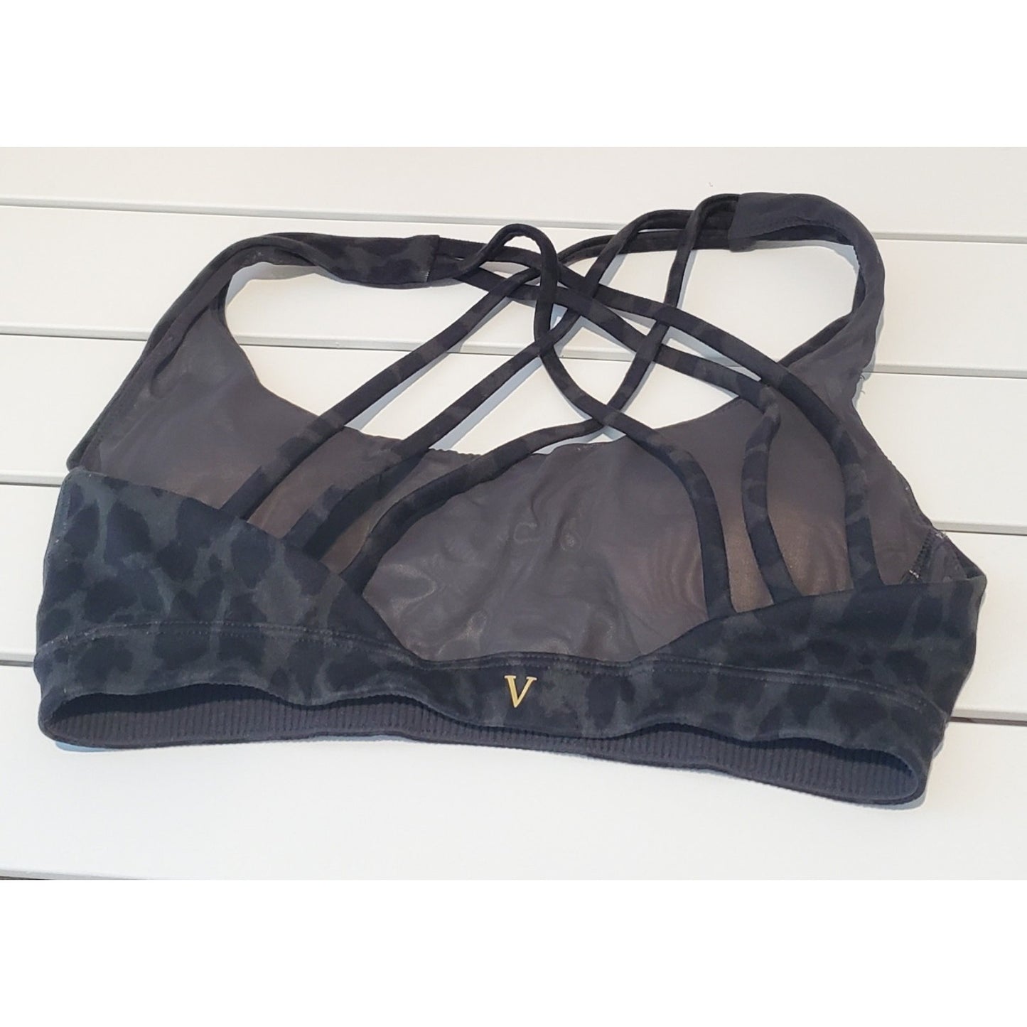 Victoria's Secret Lounge Bralette Strappy Back Leopard Print Black 32A S