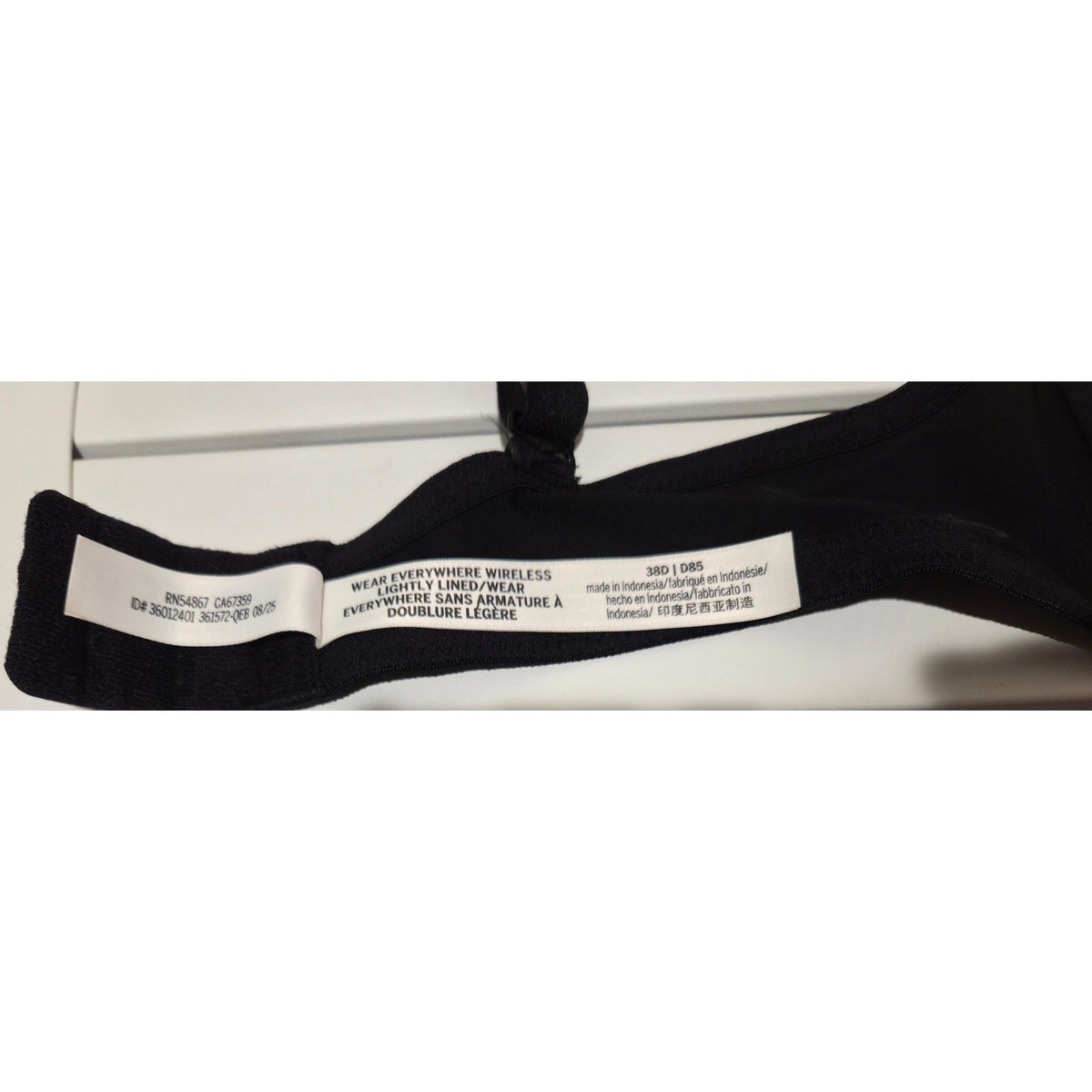 Victoria's Secret PINK Wear Everywhere Wireless Bra Convertible Straps Black 38D