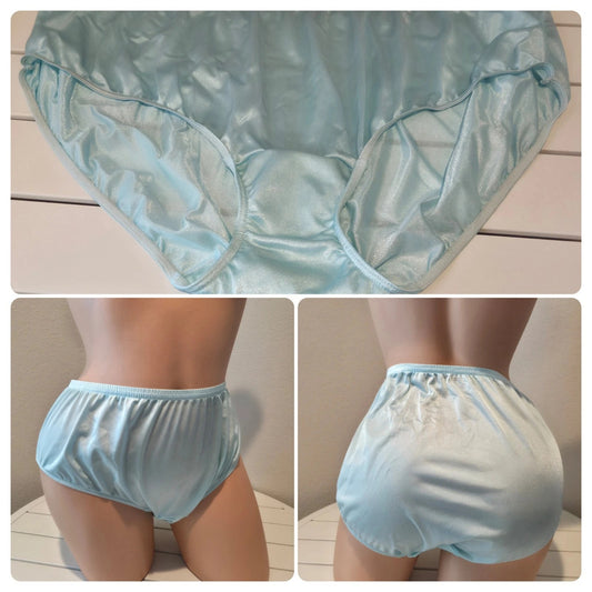 Shadowline 11032 Bikini Panty Shiny Nylon Full Cut Silky Seabreeze Blue - Star Vintage & More Star Vintage And More LLC