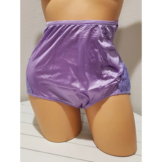 Shadowline 17082 Full Cut Brief Nylon Lace Full Cut Panty Electric Purple 7/L Star Vintage And More LLC