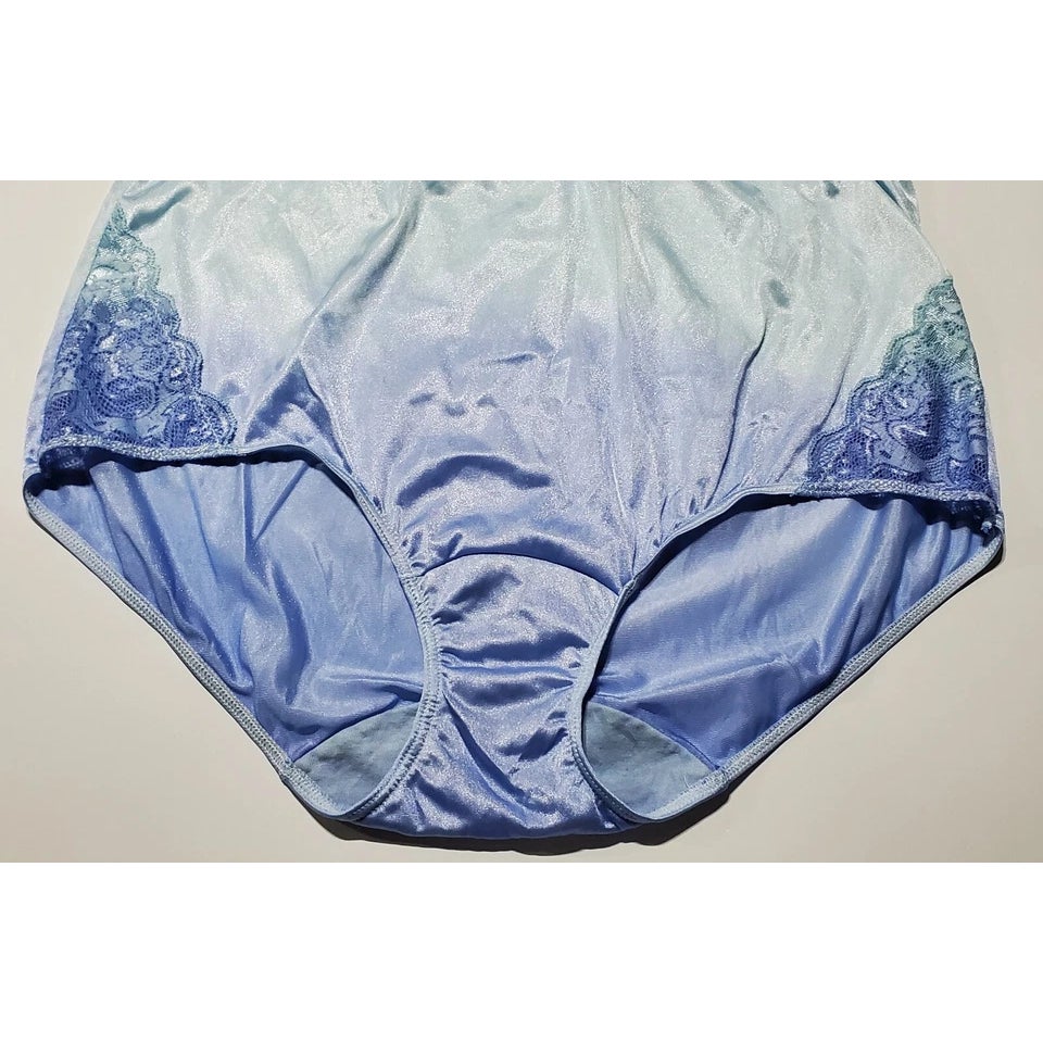 Shadowline 17082 Full Cut Brief Nylon Lace Full Cut Panty Ombre Cloud Blue 7/L