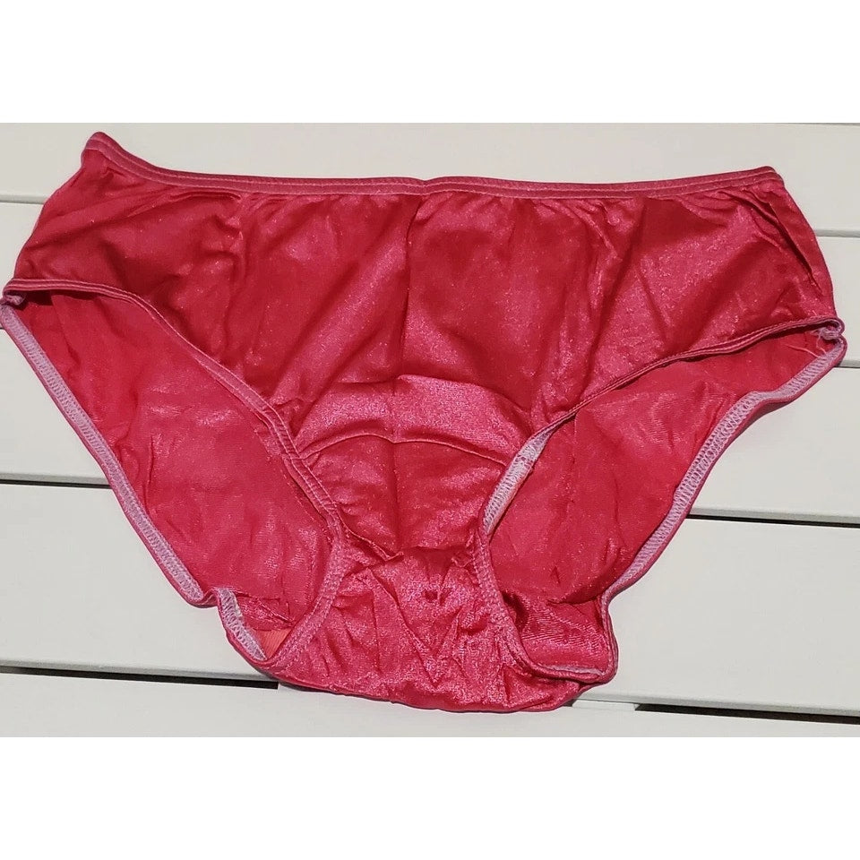 Shadowline 11032 Bikini Panty Shiny Nylon Full Cut Silky Pink Lily 6/M - Star Vintage & More