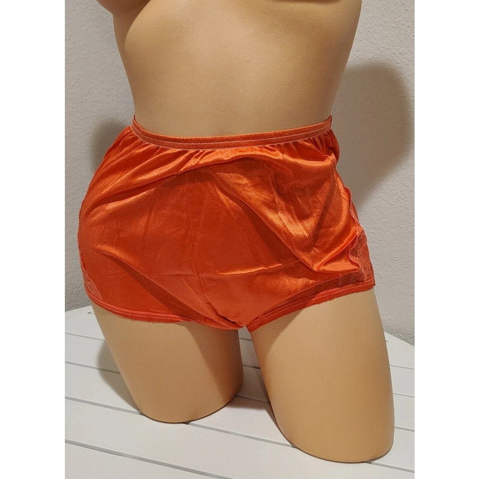 Vanity Fair Lace Nouveau Nylon Full Cut Panty Lace Shiny Orange Creamsicle