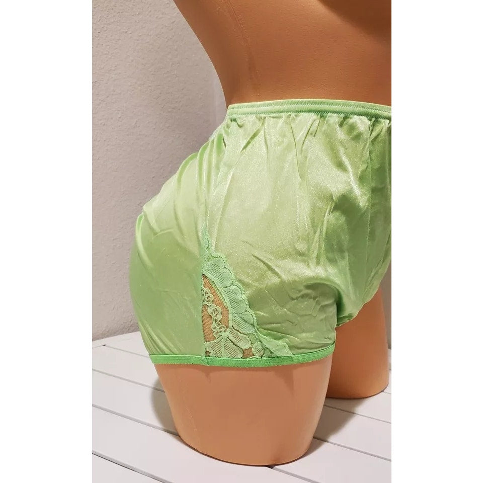 Vanity Fair Lace Nouveau Nylon Full Cut Panty Lace Shiny Arctic Lime Green 7/L