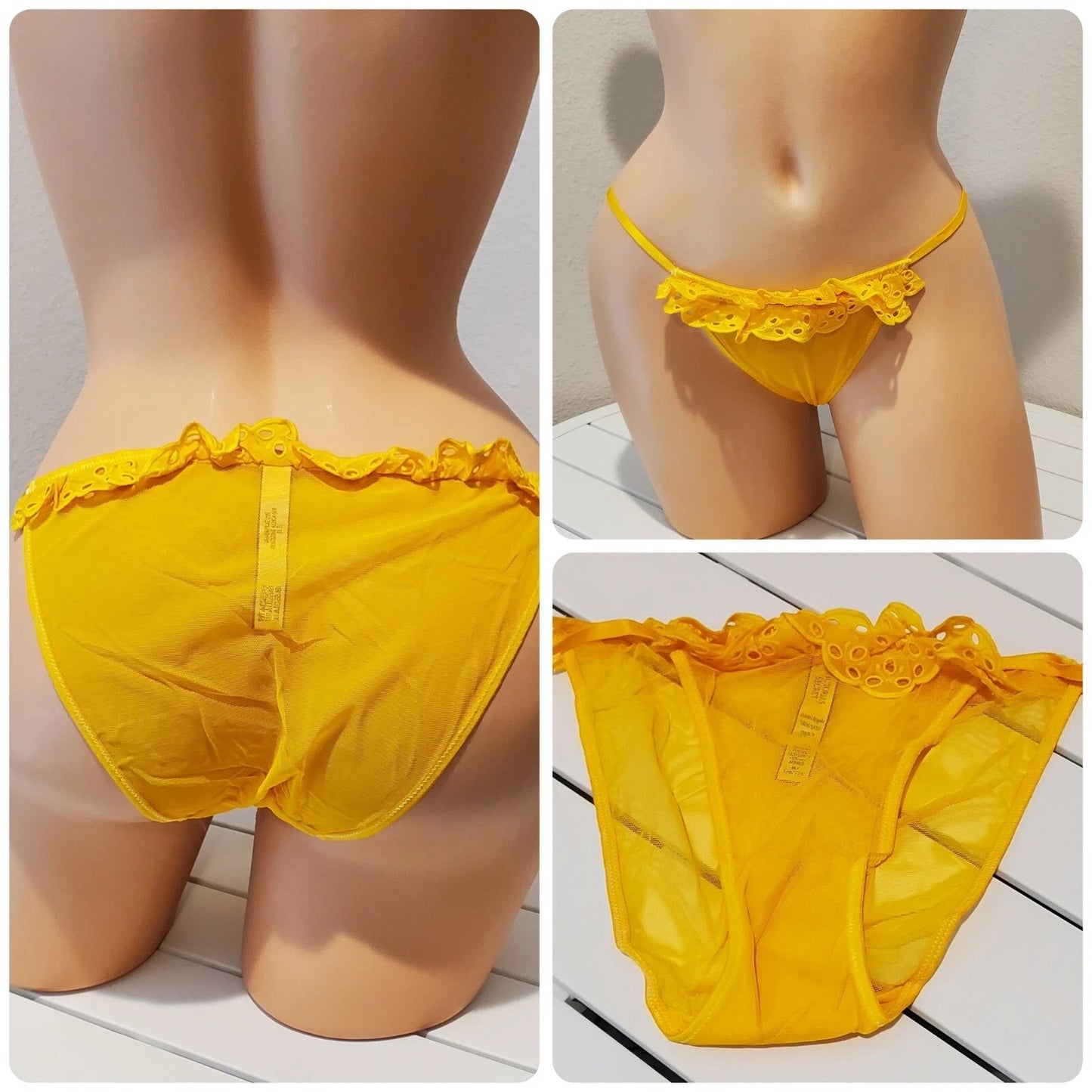 Victoria's Secret Dream Angels String Bikini Panty Ruffle Yellow Sun Goddess