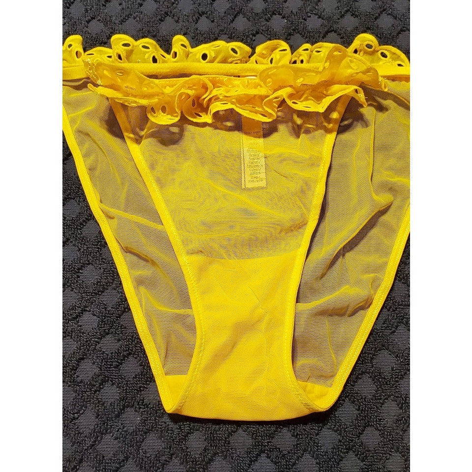 Victoria's Secret Dream Angels String Bikini Panty Sheer Ruffle Carnation Yellow