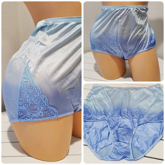 Shadowline 17082 Full Cut Brief Nylon Lace Full Cut Panty Ombre Cloud Blue 7/L Star Vintage And More LLC