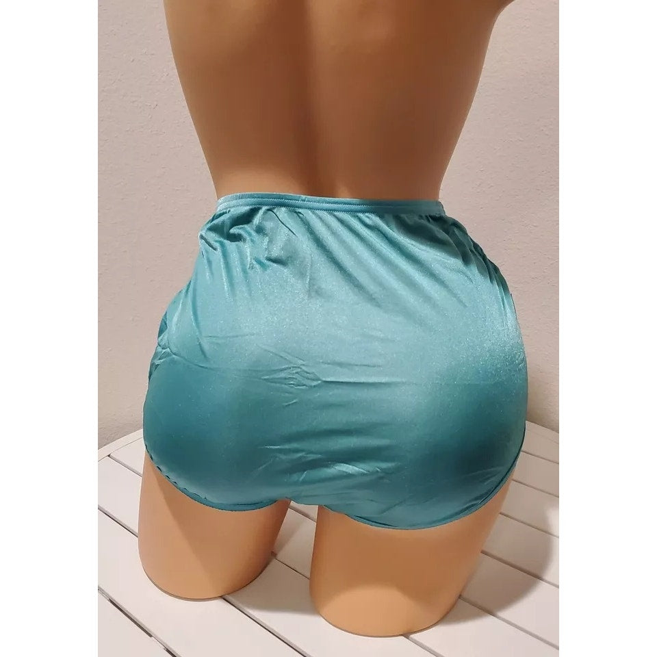 Vanity Fair Lace Nouveau Nylon Full Cut Panty Lace Shiny Sea Glass Blue