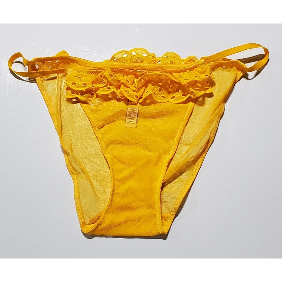 Victoria's Secret Dream Angels String Bikini Panty Ruffle Yellow Sun Goddess