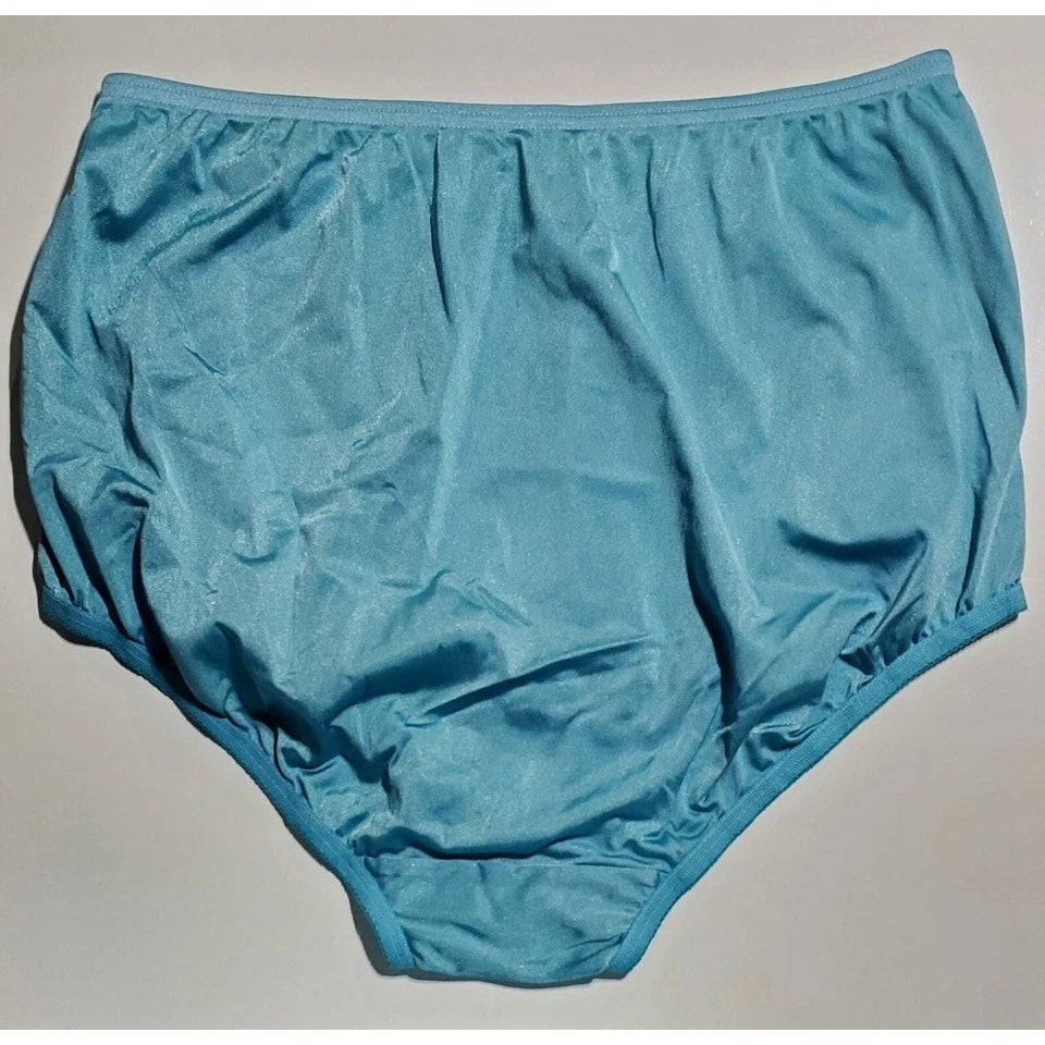 Vanity Fair Lace Nouveau Nylon Full Cut Panty Lace Shiny Turquoise Topaz Blue