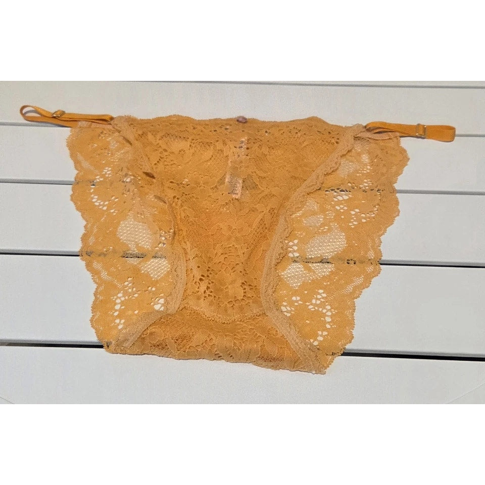 Victoria's Secret Dream Angels String Bikini Panty All Lace Solar Orange 8/XL