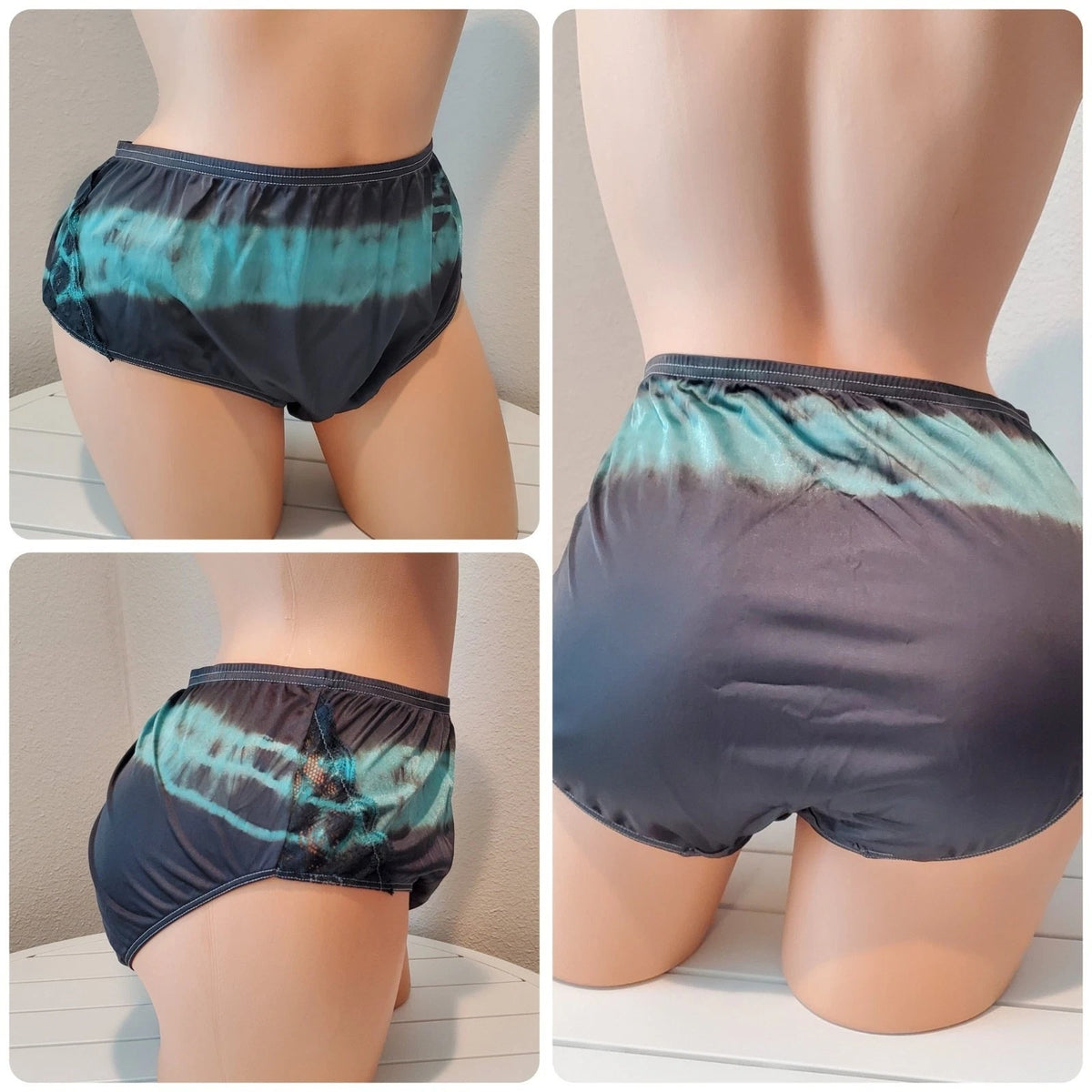 Shadowline 11182 Lace Insets Bikini Panty Shiny Nylon Rainbow Poison Noir 10/3XL