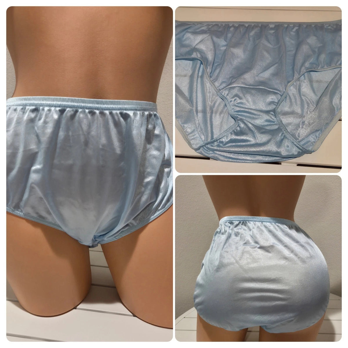 Shadowline 11032 Bikini Panty Shiny Nylon Full Cut Silky Baby Blue