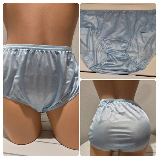 Shadowline 11032 Bikini Panty Shiny Nylon Full Cut Silky Baby Blue Star Vintage And More LLC