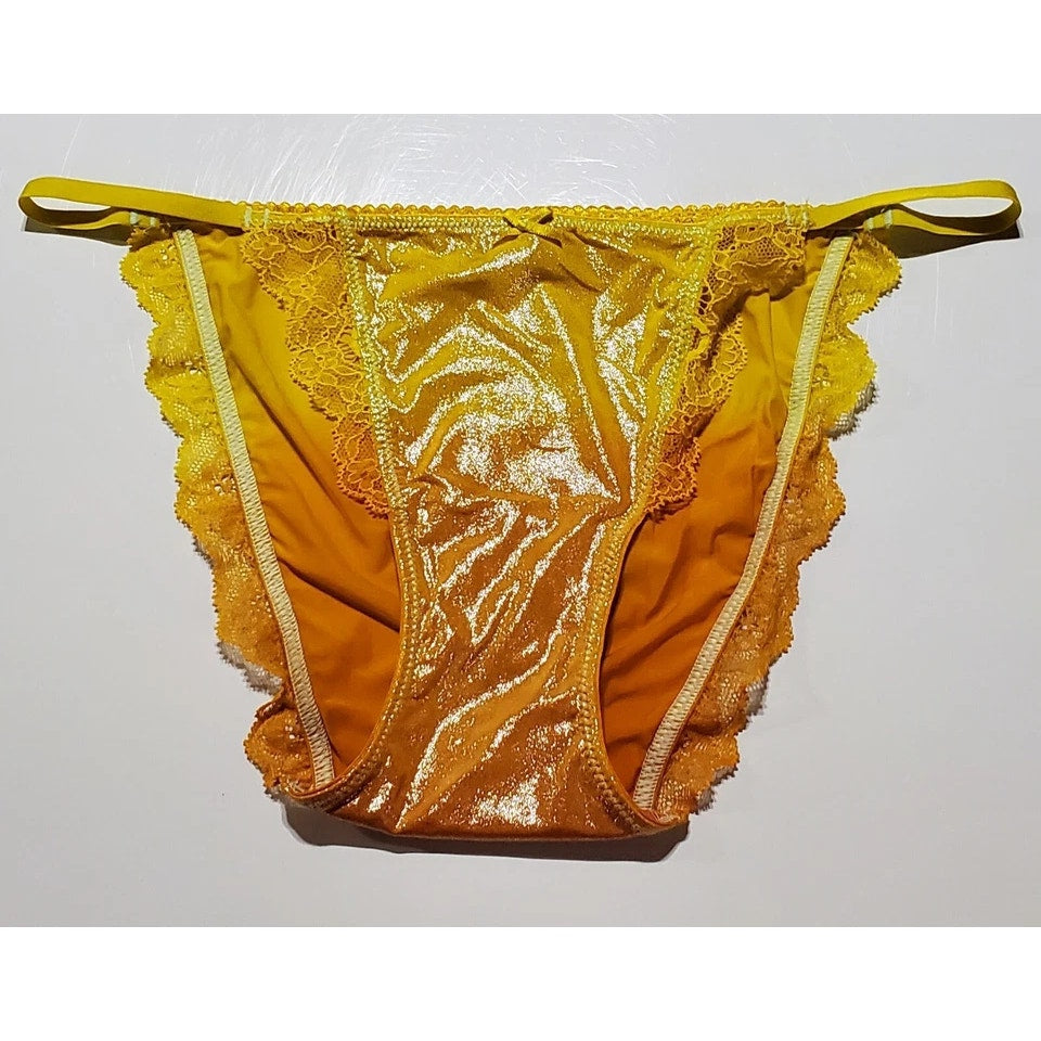 Victoria's Secret Dream Angels String Bikini Panty Shiny Sunrise Yellow Orange