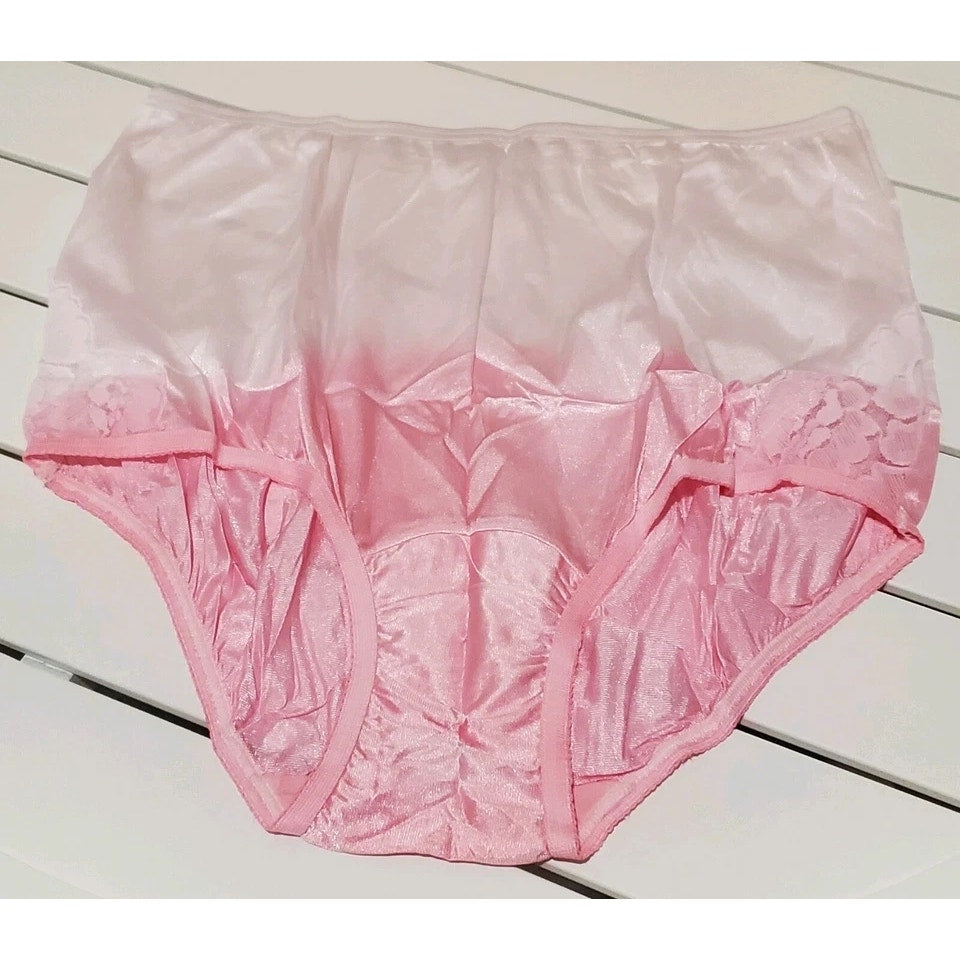Vanity Fair Lace Nouveau Nylon Full Cut Panty 2 Tone LACE Pink Princess 7/L