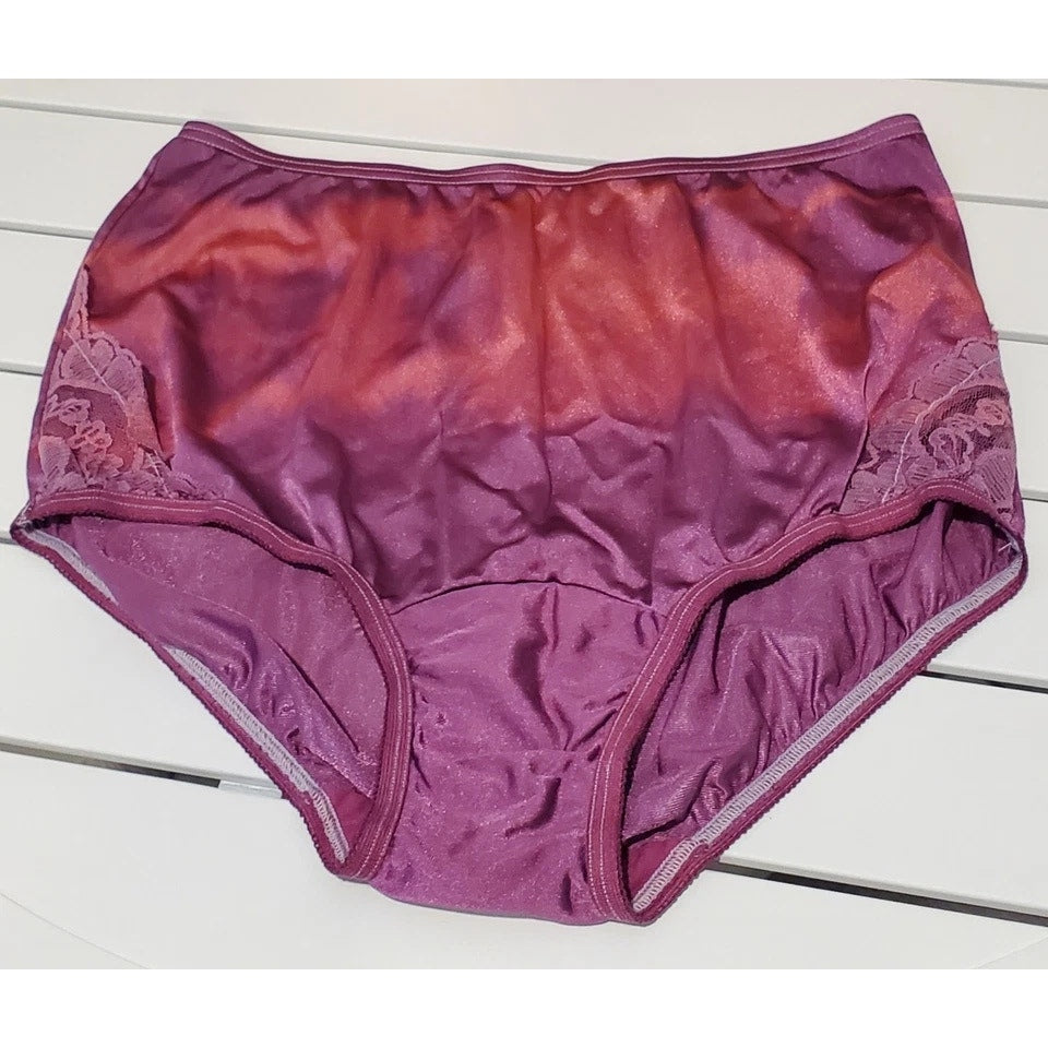 Vanity Fair Lace Nouveau Nylon Full Cut Panty Rainbow Shift Razzle Purple 6/M