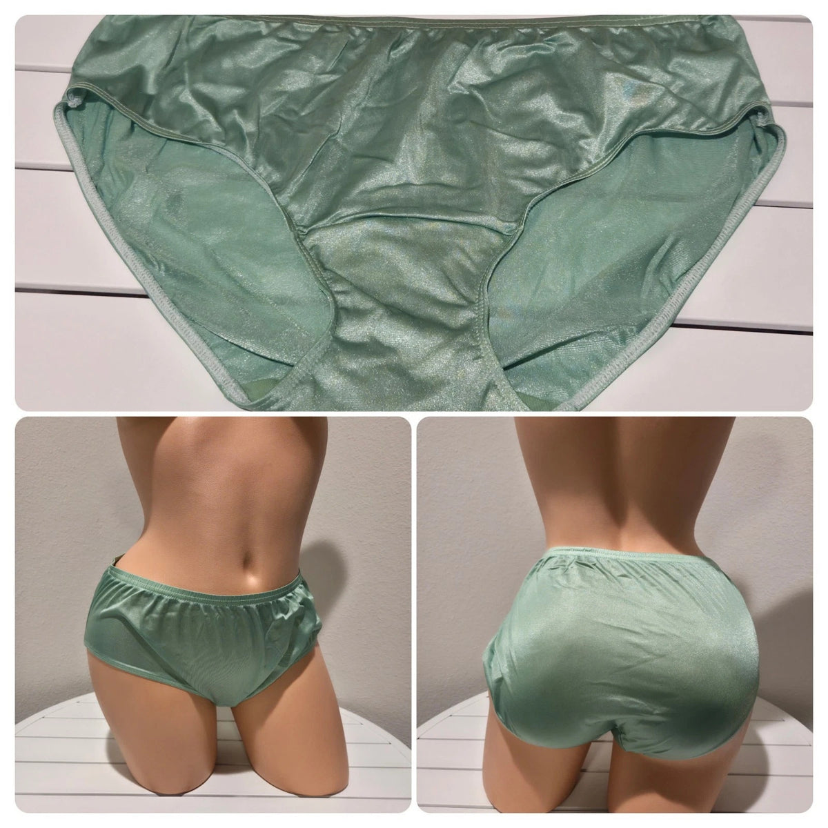 Shadowline 11032 Bikini Panty Shiny Nylon Full Cut Silky Green Popstar