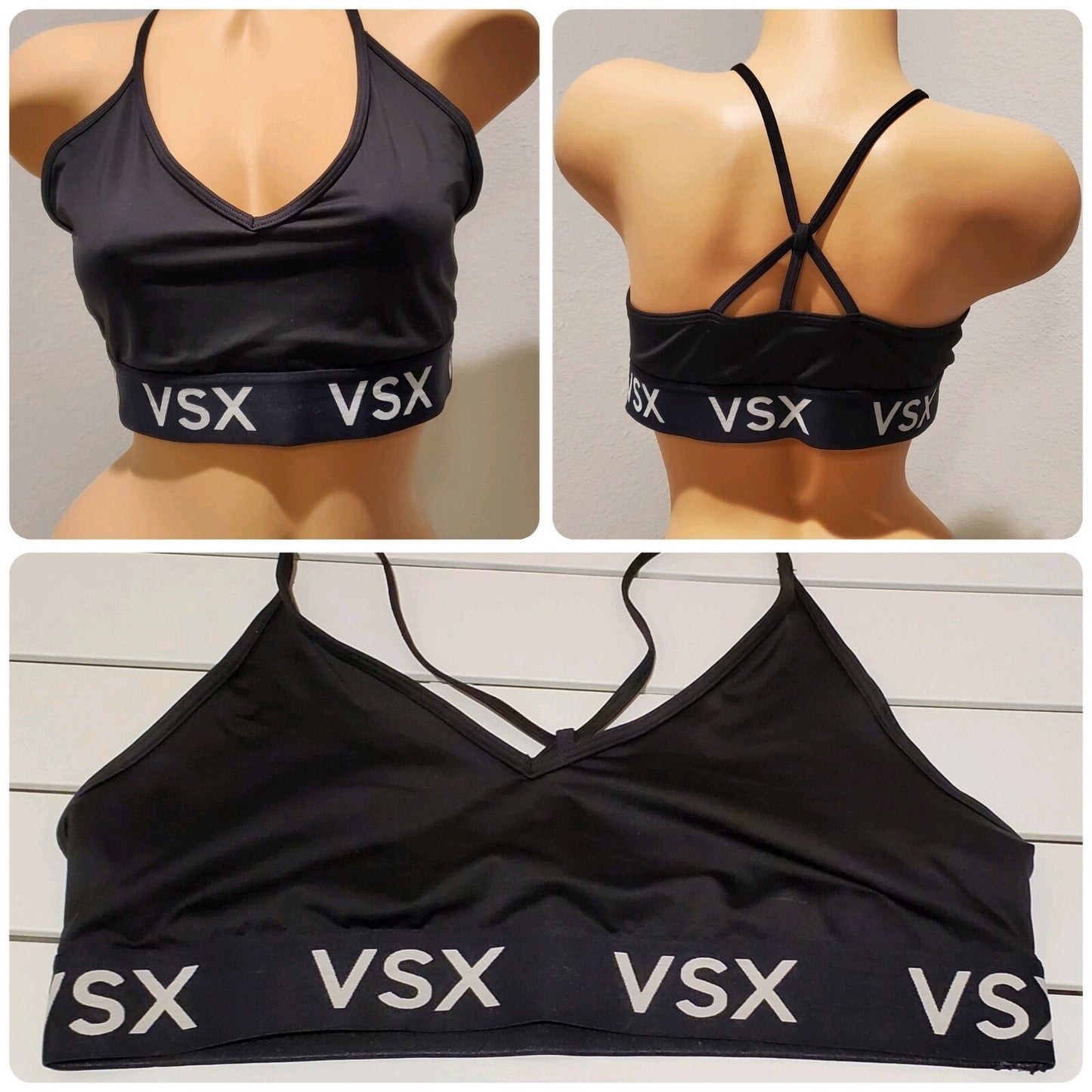 Victoria's Secret VSX Vintage Sports Bra Racerback Logo Black XL