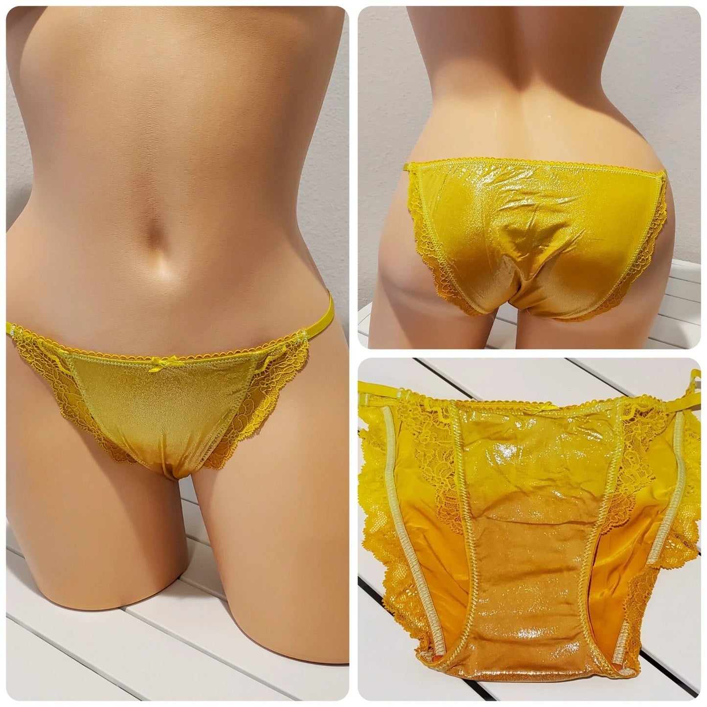 Victoria's Secret Dream Angels String Bikini Panty Shiny Sunrise Yellow Orange