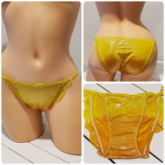 Victoria's Secret Dream Angels String Bikini Panty Shiny Sunrise Yellow Orange - Star Vintage & More Star Vintage And More LLC