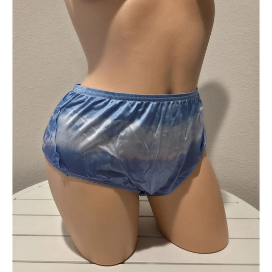 Shadowline 11182 Lace Insets Bikini Panty Shiny Nylon Blue Crush Pink Static 10 - Star Vintage & More Star Vintage And More LLC