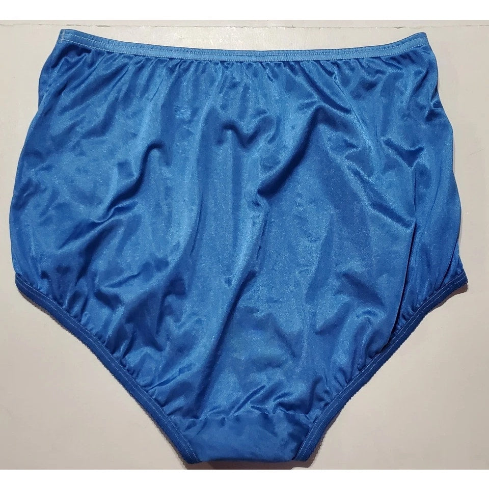 Vanity Fair Lace Nouveau Nylon Full Cut Panty Lace Shiny Bellflower Blue 6/M