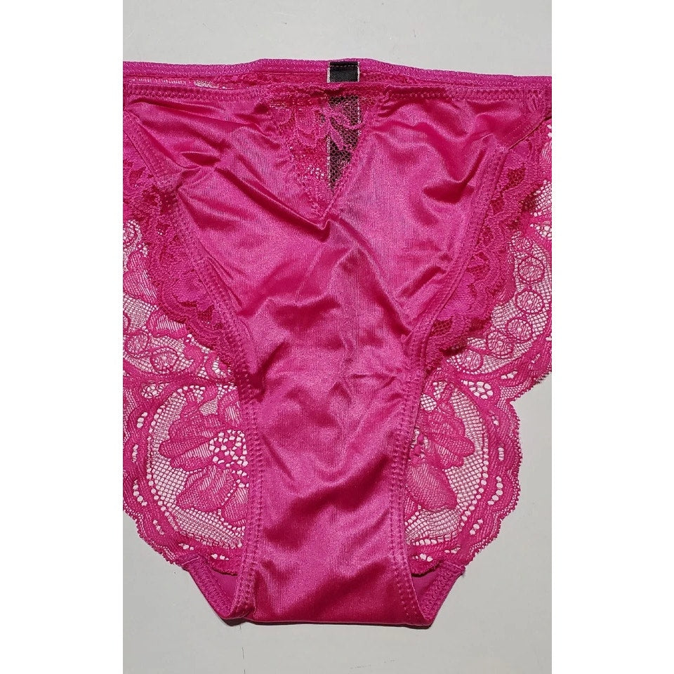 Victoria's Secret Shine Strap Cheeky Panty All Lace Back Shiny Neon Pink