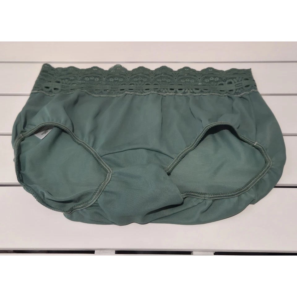 Olga Secret Hug Full Coverage Brief Panty Nylon Silky Forest Green