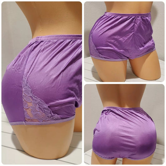 Vanity Fair Lace Nouveau Nylon Full Cut Panty Lace Shiny Purple Rain 7/L Star Vintage And More LLC
