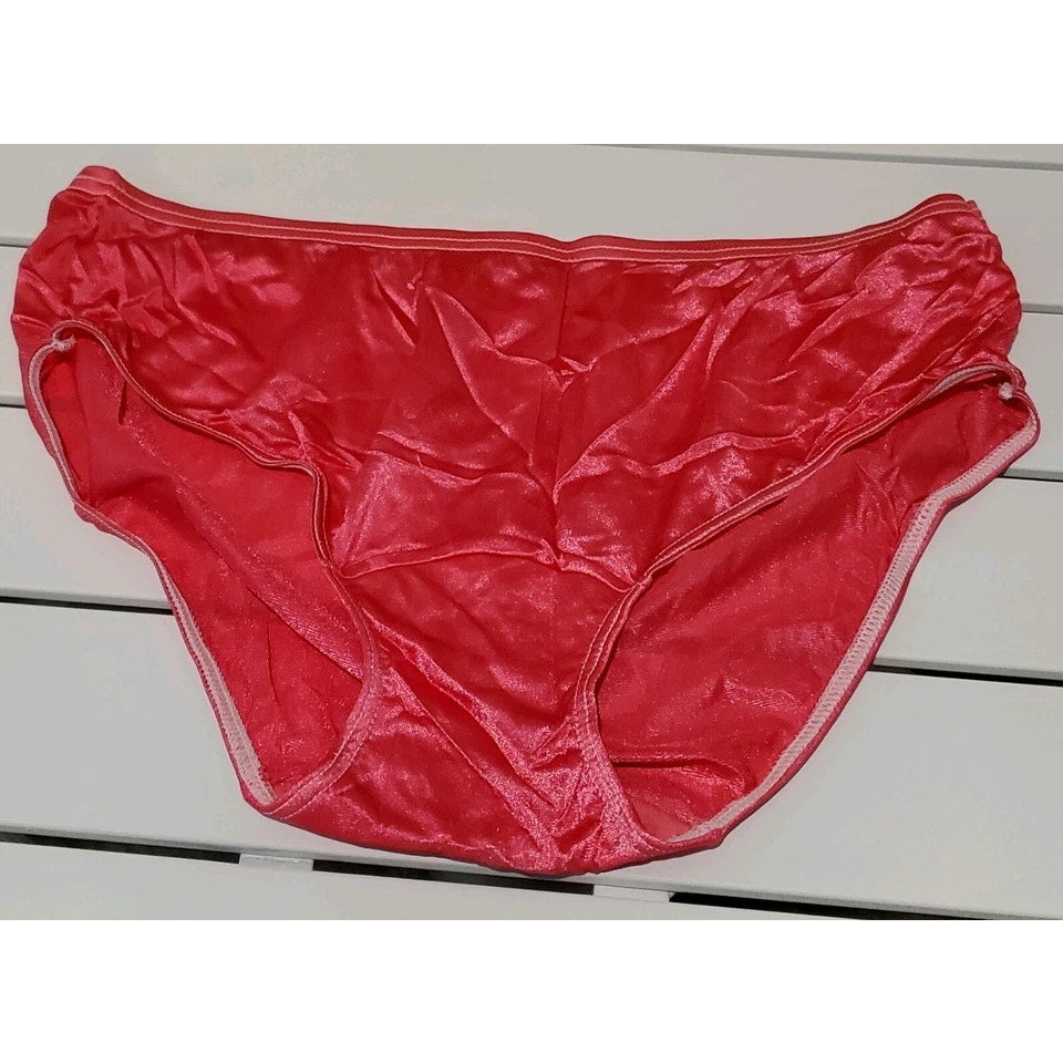 Shadowline 11032 Bikini Panty Shiny Nylon Full Cut Silky Peony Pink