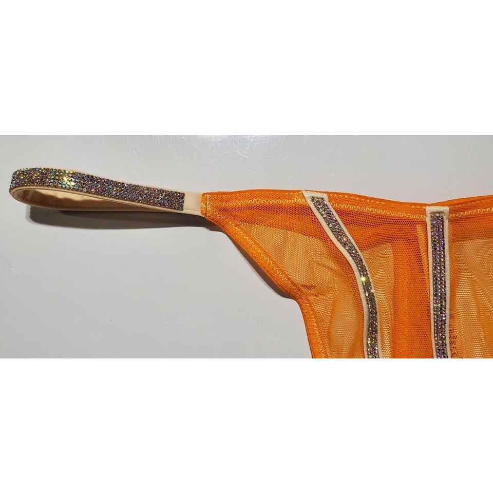 Victoria's Secret Very Sexy Shine Strap Thong Panty Semi Sheer Ecstasy Orange 6