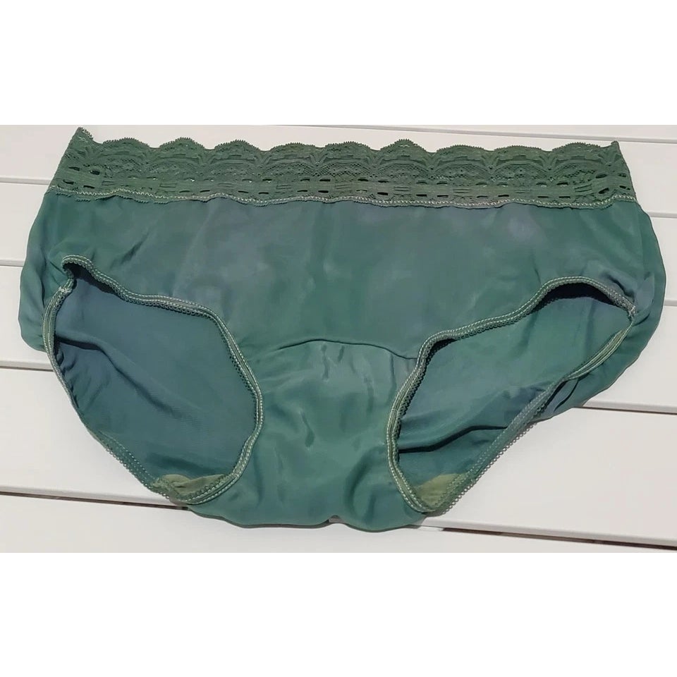 Olga Secret Hug Full Coverage Brief Panty Nylon Gray On Green Rainbow Shift 7/L