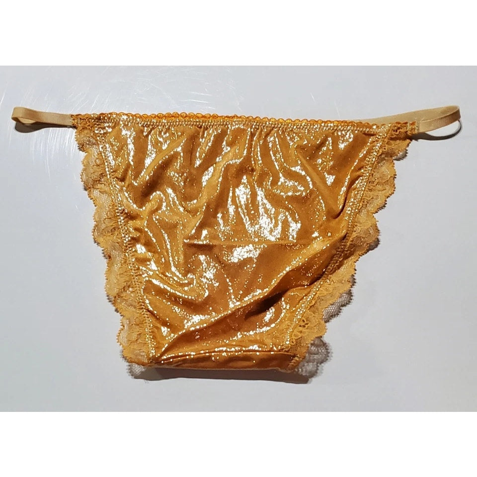 Victoria's Secret Dream Angels String Bikini Panty Shiny Orange Cantaloupe XS