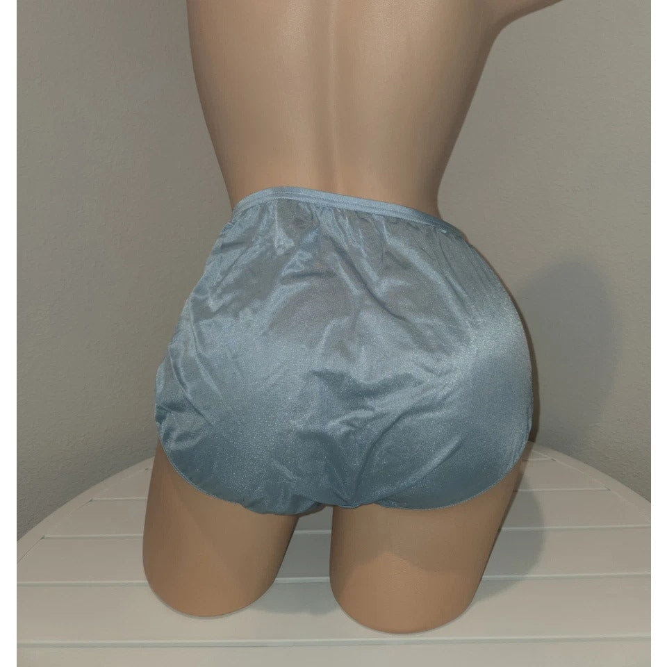Shadowline 11032 Bikini Panty Shiny Nylon Full Cut Silky Bahama Blue 10/3XL