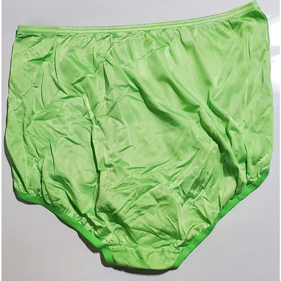Vanity Fair Lace Nouveau Nylon Full Cut Panty Lace Shiny Arctic Lime Green 7/L