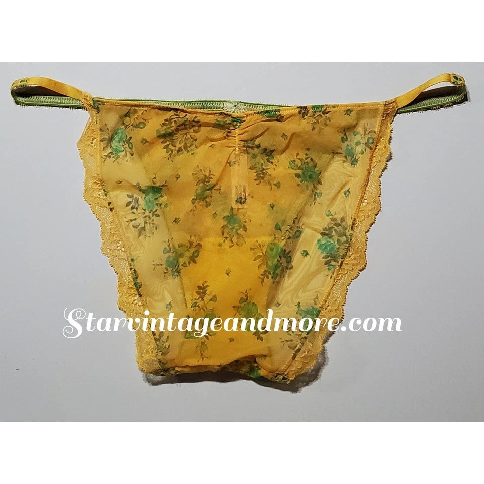 Victoria's Secret Dream Angels Bikini Panty Sheer Floral Print Naples Yellow 8