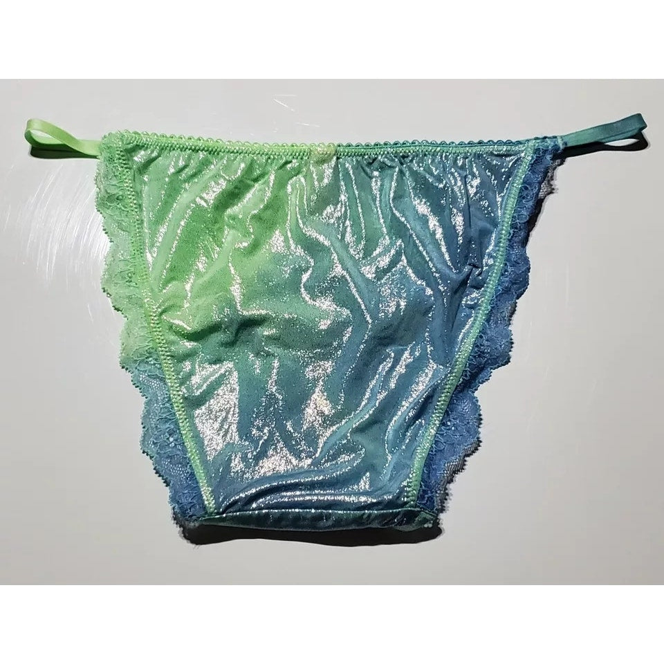 Victoria's Secret Dream Angels String Bikini Panty Shiny Lace Caribbean Side Kick