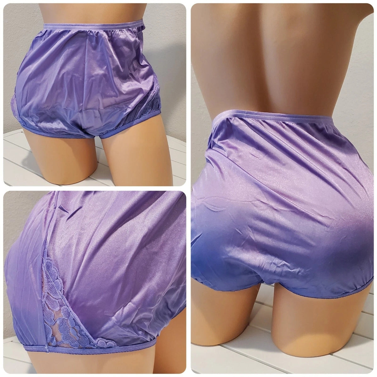 Vanity Fair Lace Nouveau Nylon Full Cut Panty Shiny Purple Fantasy Ombre 9/2XL