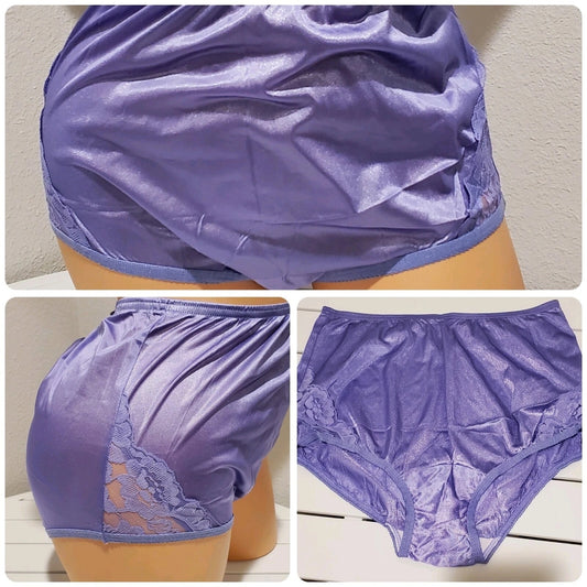 Vanity Fair Lace Nouveau Nylon Full Cut Panty Lace Shiny Purple Magic Star Vintage And More LLC