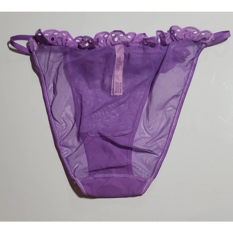 Victoria's Secret Dream Angels String Bikini Panty Sheer Ruffle Purple Foxglove