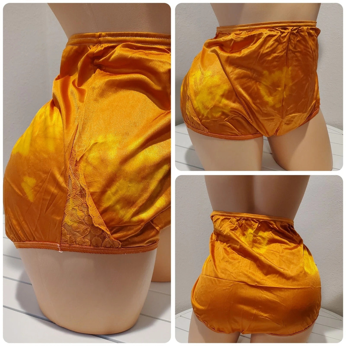Vanity Fair Lace Nouveau Nylon Full Cut Panty Caliente Sunburst Yellow Orange 9