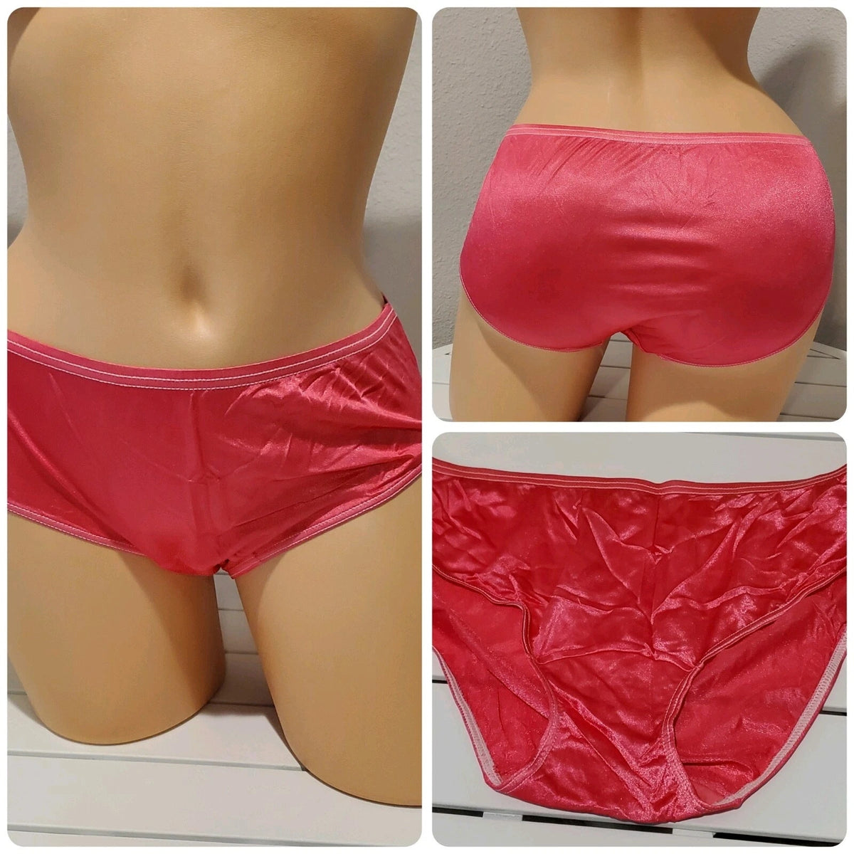 Shadowline 11032 Bikini Panty Shiny Nylon Full Cut Silky Peony Pink