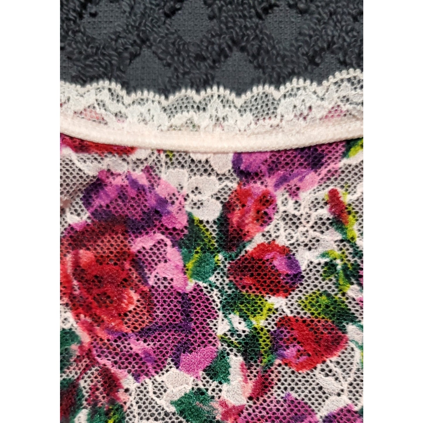 Victoria's Secret All Lace Brazilian Panty Semi Sheer Floral Print Pink 8/XL