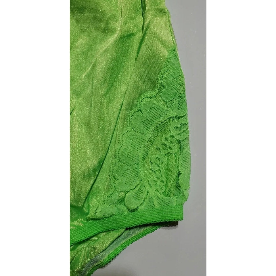 Vanity Fair Lace Nouveau Nylon Full Cut Panty Lace Shiny Lightsaber Green