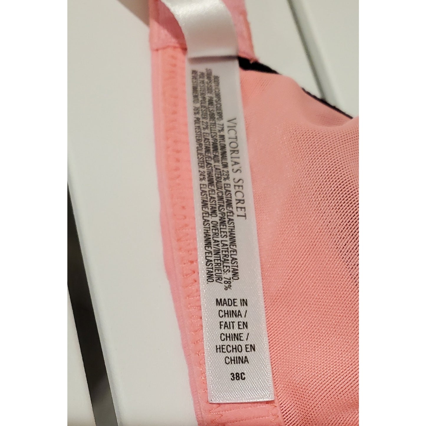 Victoria's Secret VSX Vintage Racerback Sports Bra Pink Black 38C