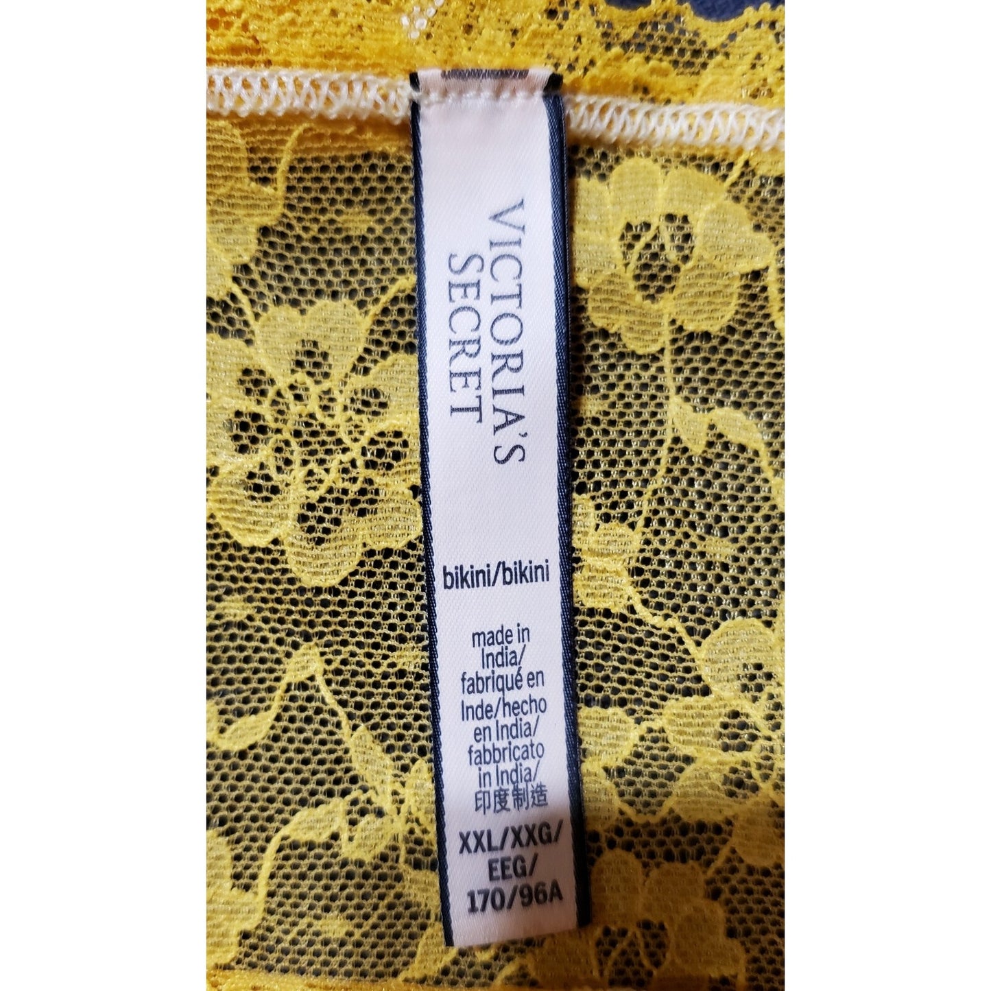 Victoria's Secret Floral Lace Sheer Bikini Panty Tulip Yellow 9/2XL