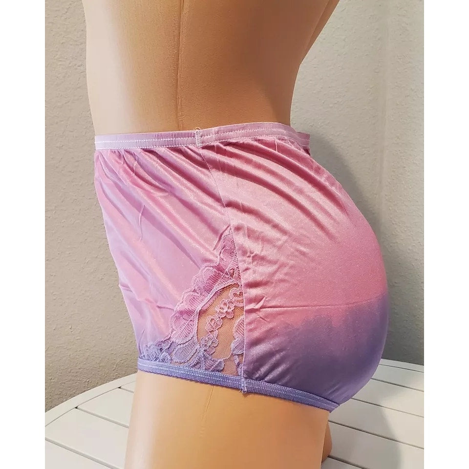 Vanity Fair Lace Nouveau Nylon Full Cut Panty Shiny Ombre Blueberry Pink Blue