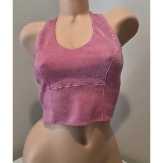 Victoria's Secret PINK Shimmer Plunge Sports Bra Light Support Pink L Star Vintage And More LLC