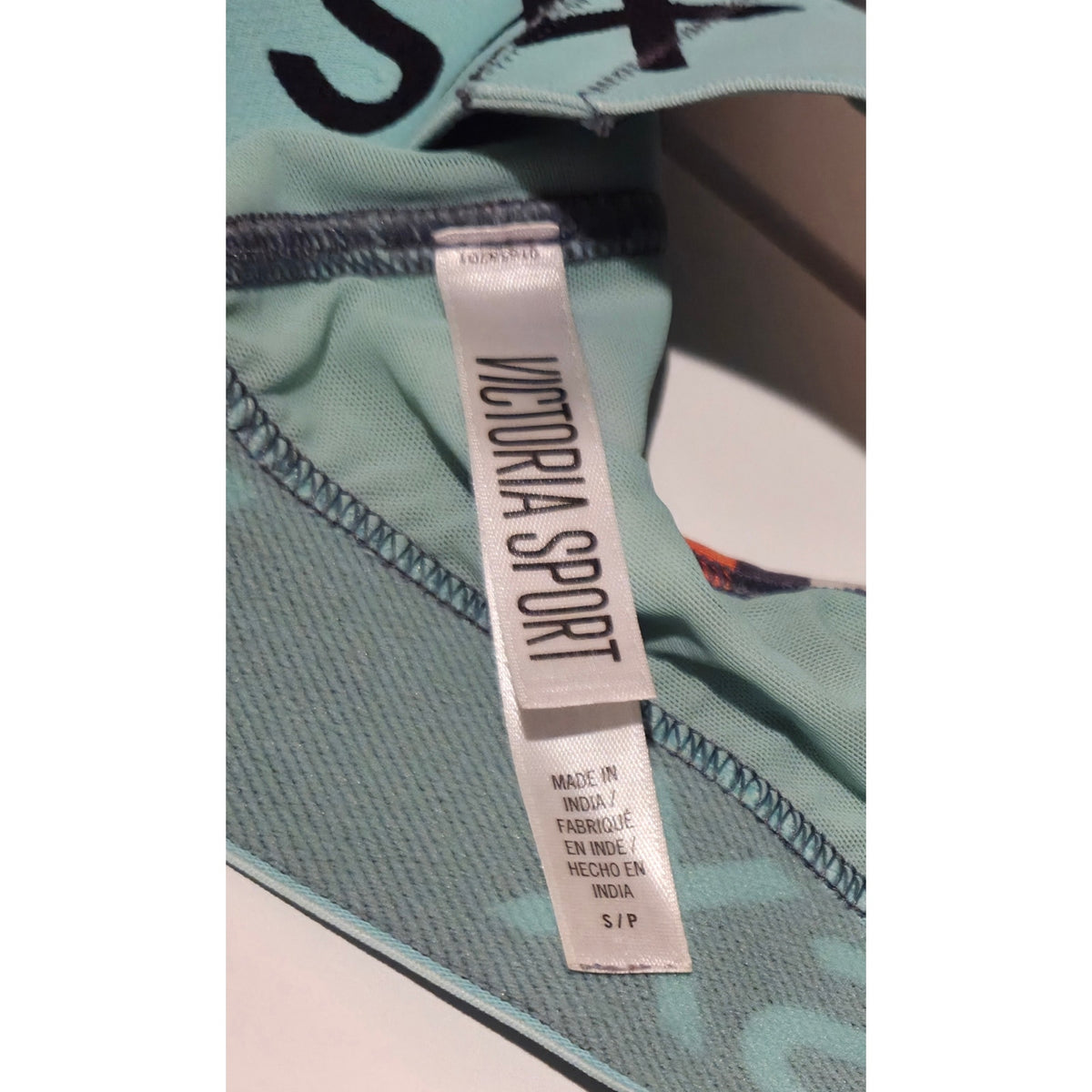Victoria's Secret Sport Bra Polyester Crossback Colorblock Teal Multi Color S